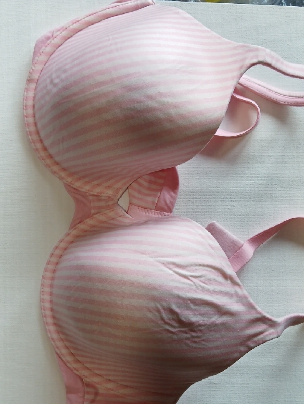 VS Body By Victoria Lined Perfect Coverage Iconic Sexy Pink & White Striped Bra - Picture 15 of 15